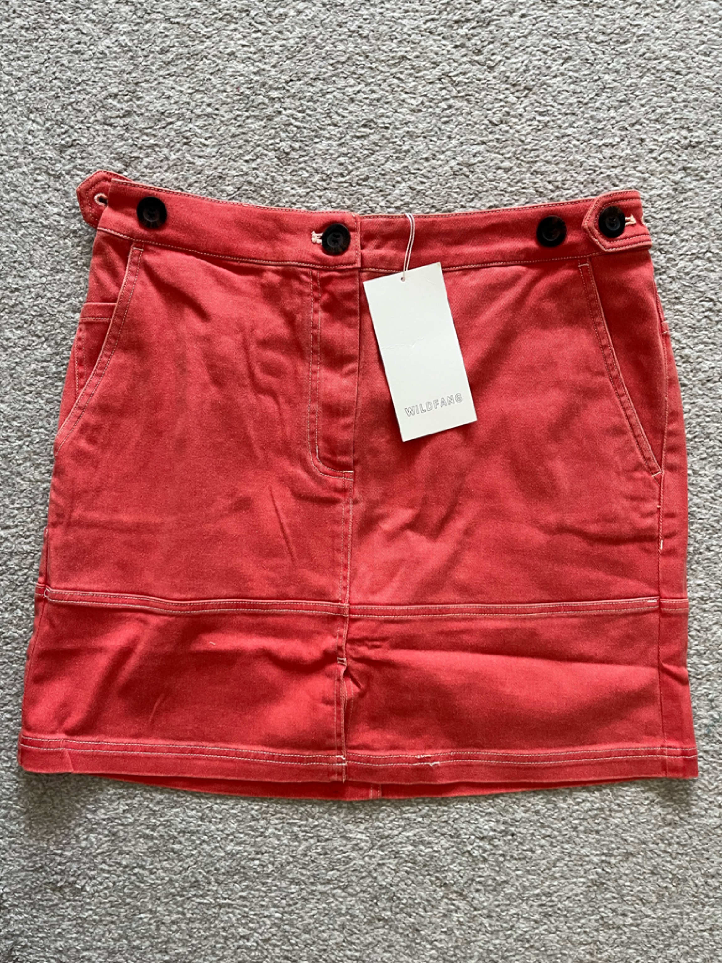 Nwt Wildfang Coral Mini Skirt With Button Side Detail Sizes L & Plus Size Avail